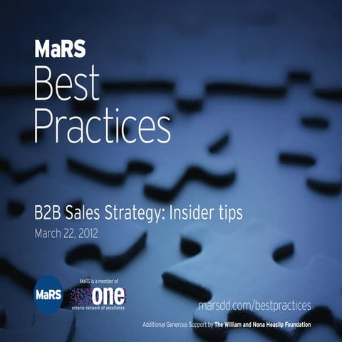 B2B Sales Strategy: Insider tips - MaRS Best Practices