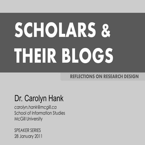 (Jan 2011) Scholars, their Blogs, and Digital Preservation: Reflections on Re...