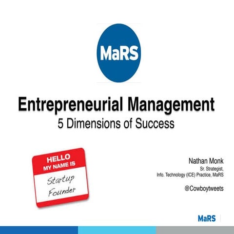 Introduction to Entrepreneurial Management - Entrepreneurship 101 (2013/2014)