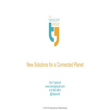 Don Tapscott's New Solutions for a Connected Planet - MaRS Global Leadership