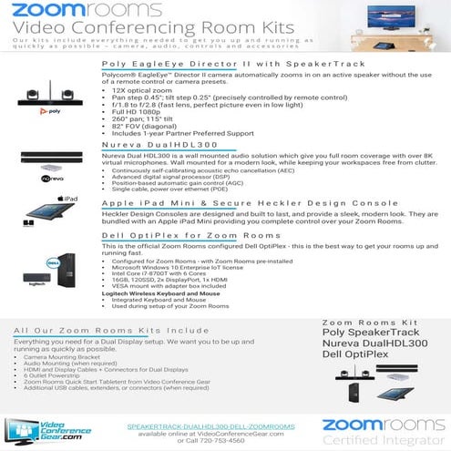 Zoom Rooms Kit from Video Conference Gear featuring the Poly EagleEye Directo...