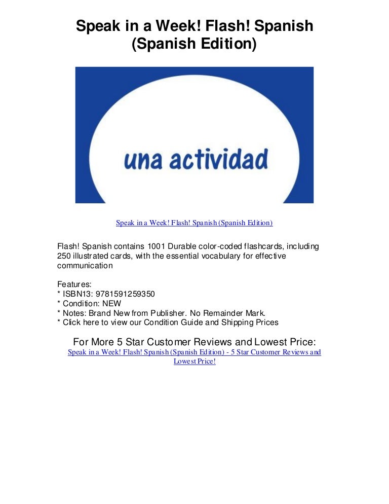 Speak in a week flash spanish spanish edition 5 star review