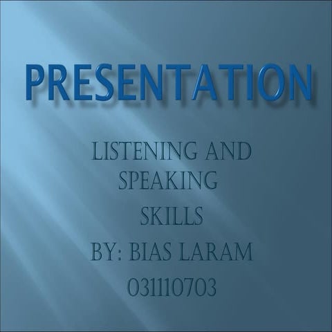 Speaking and listening skills | PPT