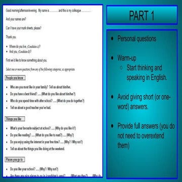 Speaking guide for first for schools b2 exam