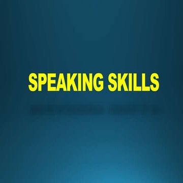 Speaking Skills English Communication Skills Topic.