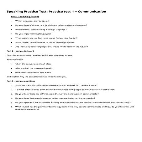 IELTS speaking test preparation | PDF