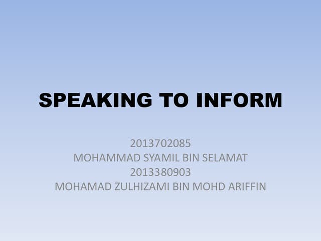 Organizing And Delivering An Informative Speech Pptx