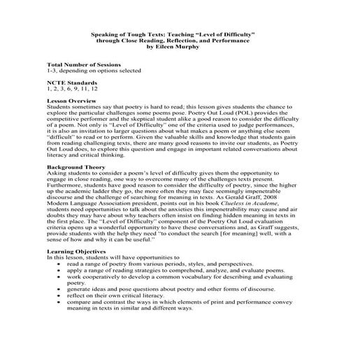 Speaking tough texts lesson