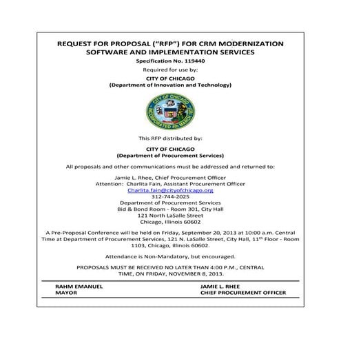 Specification No. 119440: RFP for New 311 System for the Municipal ...