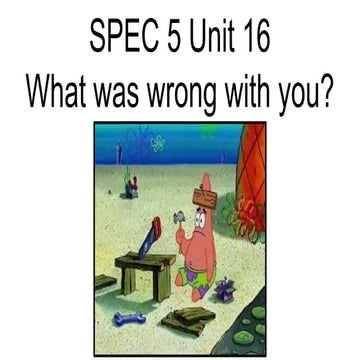 SPEC 5 Unit 16 What was wrong with you?