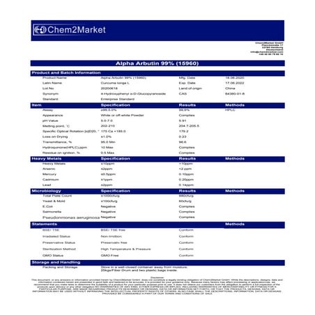 Spec Alpha Arbutin 99% (15960) | PDF