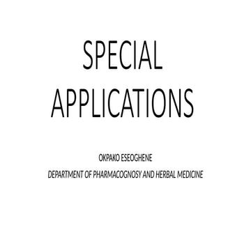 SPECIAL APPLICATIONS OF EXTRACTION TECHNIQUES