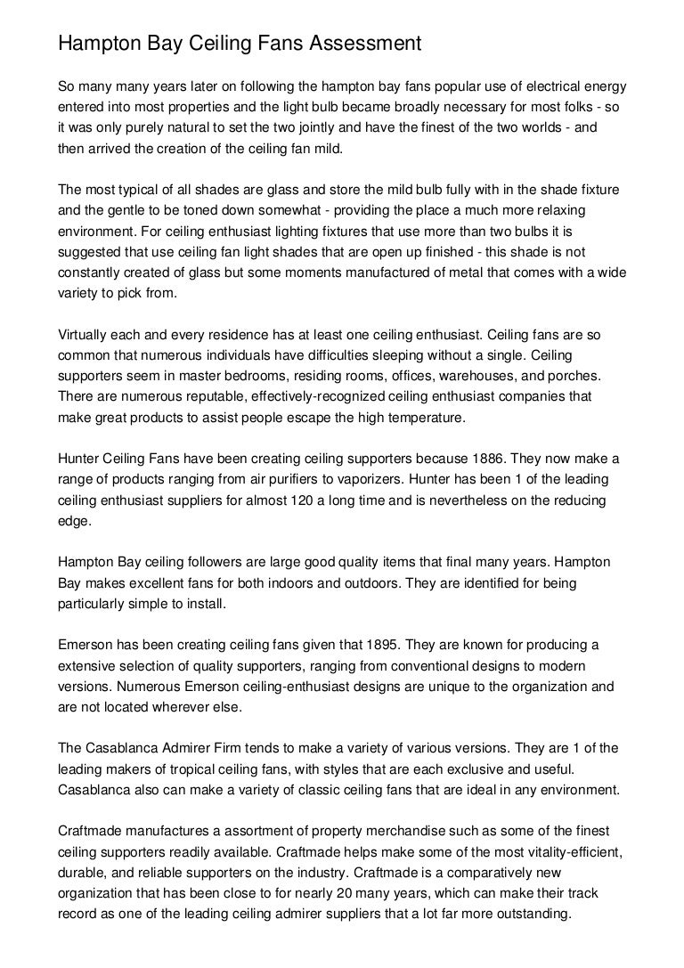 Hampton Bay Ceiling Fans Assessment
