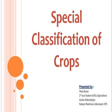 Special Classification of Crops