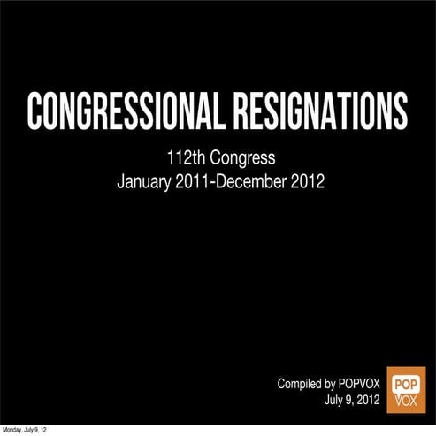 Congressional Resignations in the 112th
