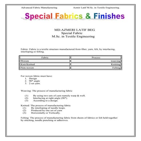 Special Fabrics