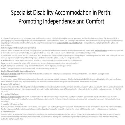 NDIS Specialist Disability Accommodation (SDA): Empowering Independence ...