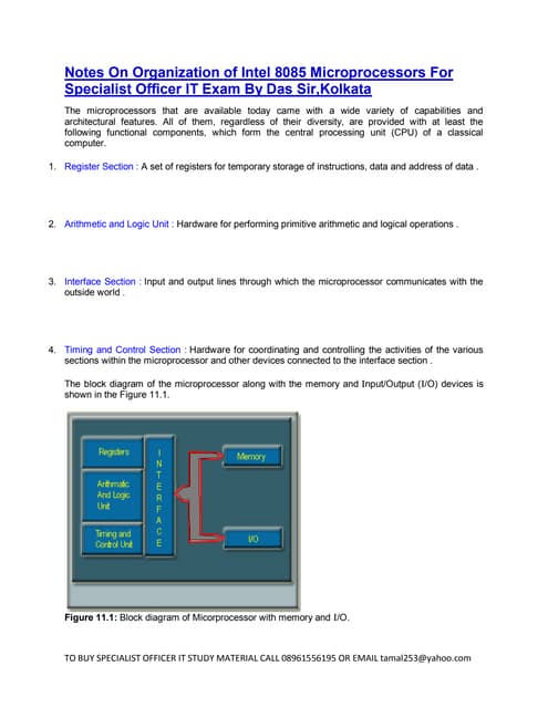 Specialist officer it study material on organization of intel 8085 microproce...