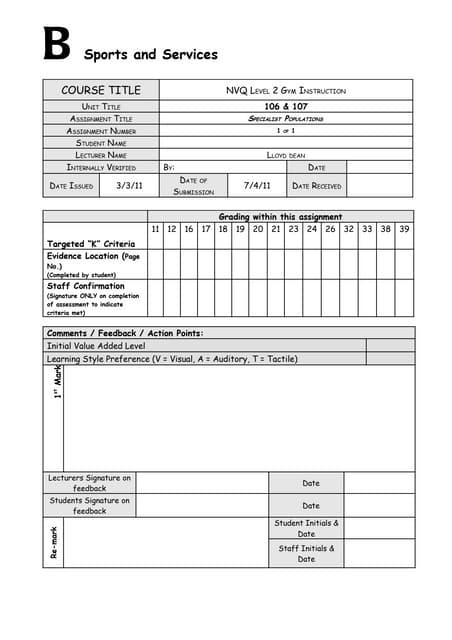 Specialist populations assignment