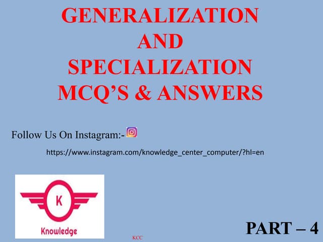 Specialization and generalization quizz