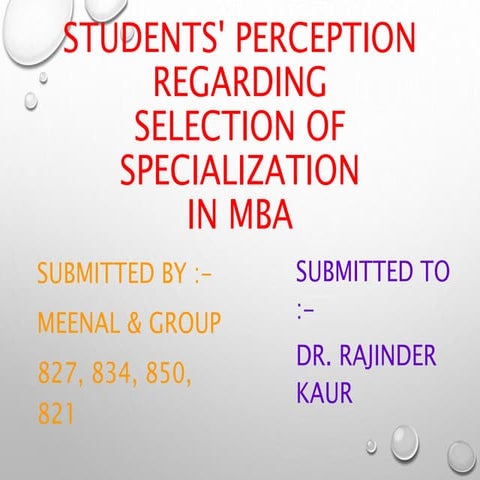 Specialization in mba