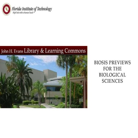 BIOSIS Previews for the Biological Sciences