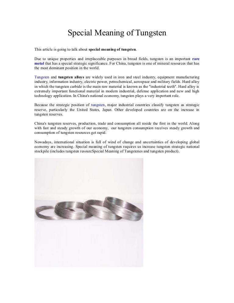 Special meaning of tungsten