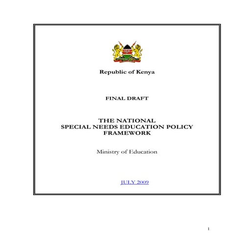 Special needs education policy framework 2012 | PDF