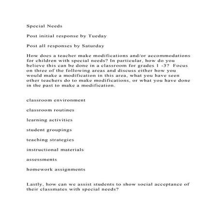 Special NeedsPost initial response by TuedayPost all respons.docx