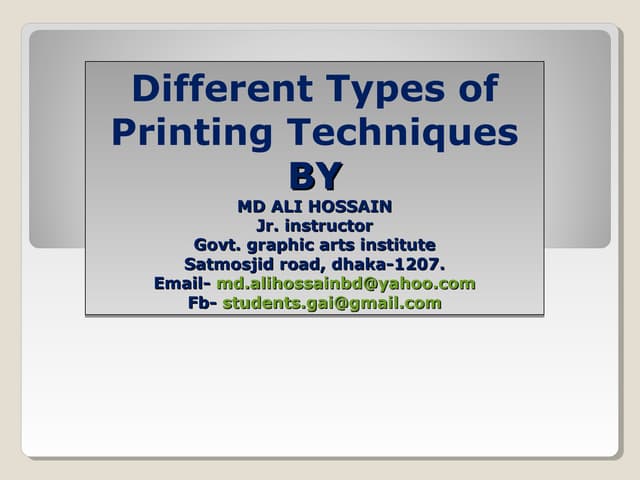 Special printing