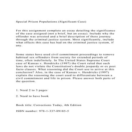 Special Prison Populations (Significant Case)For this assi.docx