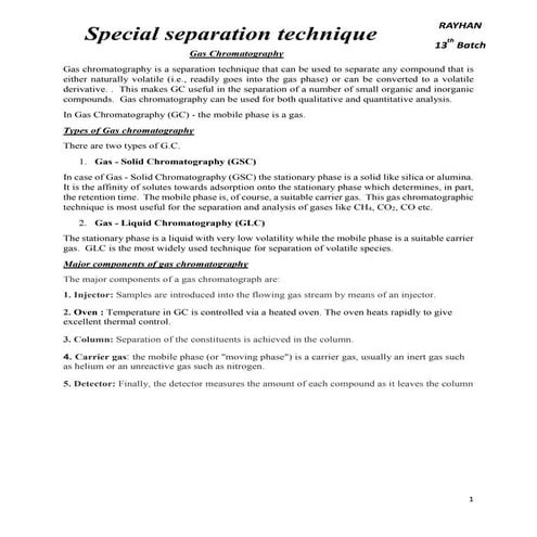 Special separation technique G.C Pdf