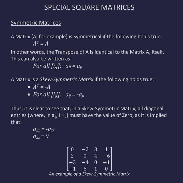 Special Square Matrices
