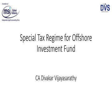 Special tax regime for offshore investment fund