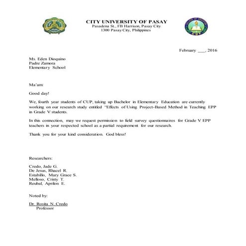 A sample letter for our Special topic