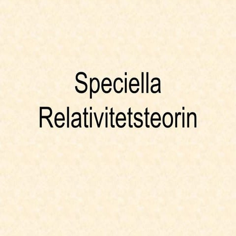 Speciella relativitetsteorin