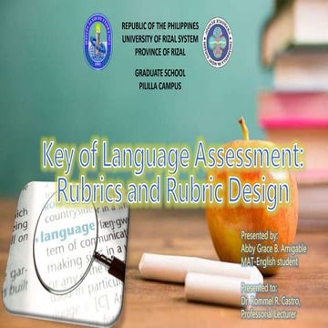 Specific Assessment Tools in Language (RUBRICS)