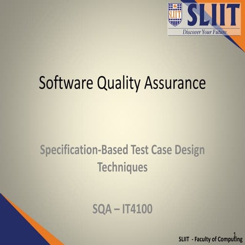 Specification Based Test Case Design Techniques