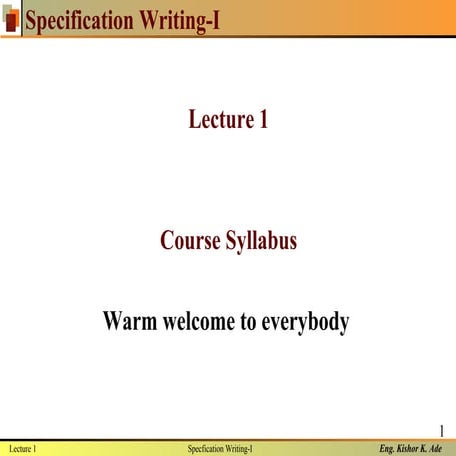 Specification Writing-I 