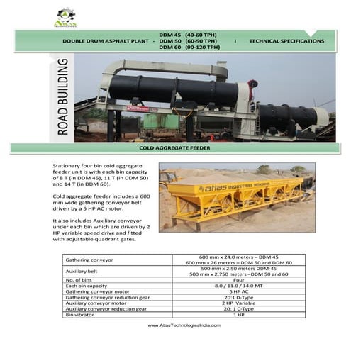 Specifications Of Portable Asphalt Drum Mix Plant - Atlas Industries | PDF