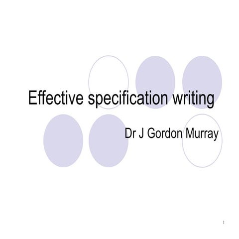 Effective Specification Writing