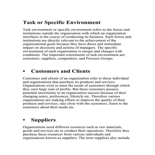 Specific environment