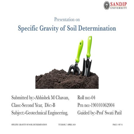 Specific gravity of soil