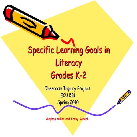 Specific learning goals in literacy