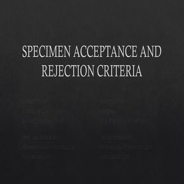 Sample Acceptance-Rejection-Criteria in lab | PPTX