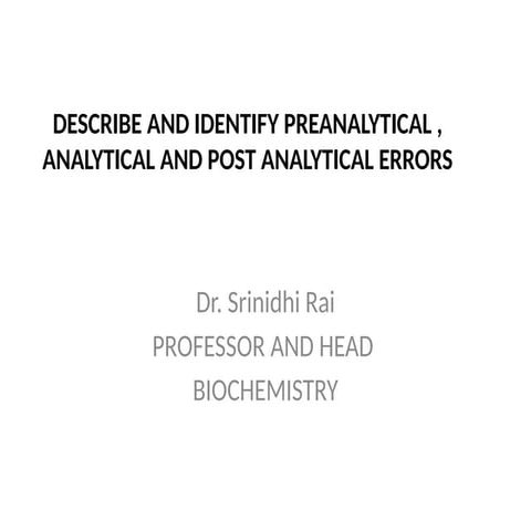 Pre analytical variables affecting laboratory results | PPTX
