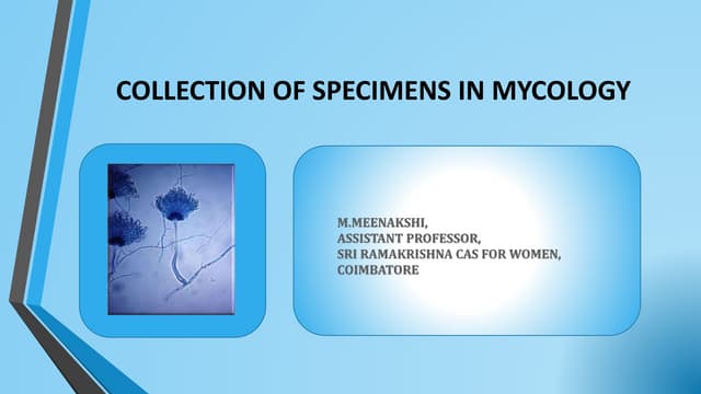 Specimen collection in  mycology 