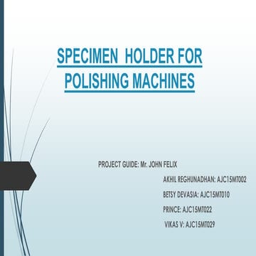 Specimen  holder for polishing machines 