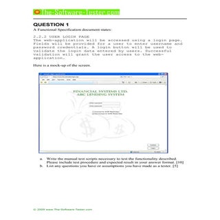 Specimen software tester exam template