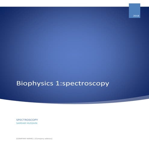biophysics 1 spectroscopy 